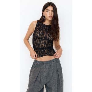 Kanten Top Met Geplooide Zijpanden