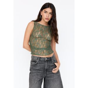 Kanten Top Met Geplooide Zijpanden