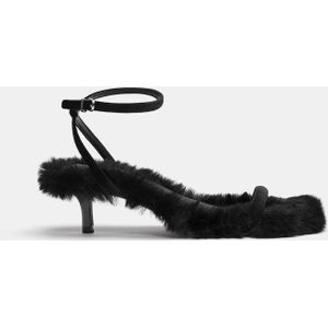 Sandalen Met Imitatiebont En Hak