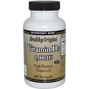 Vitamin D3 1000 IU (360 Softgels) - Healthy Origins