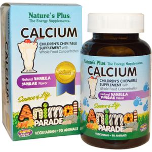 Calcium, Children&apos;s Chewable Supplement, Natural Vanilla Sundae Flavor (90 Animals) - Nature&apos;s Plus