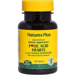 Folic Acid Hearts, Foliumzuur, 90 tabletten, Nature's Plus