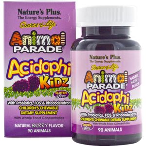 AcidophiKidz, Children&apos;s Chewable, Natural Berry (90 Animals) - Nature&apos;s Plus