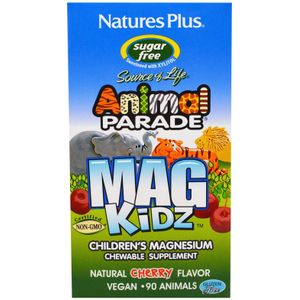 Natures Plus - Animal Parade Source of Life MagKidz - Magnesiumsupplement voor Kinderen - Natuurlijke Kersensmaak - 90 Stuks