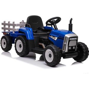 Elektrische tractor ride-on – Blauw – Met aanhanger