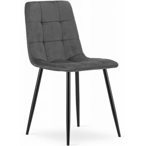 KARA - Velvet eetkamerstoel - grijs - set van 4 eetstoelen