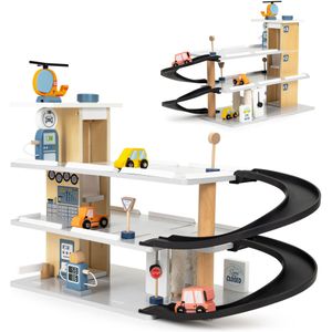 Speelgoed garage - 37x63x21 cm - hout - met lift