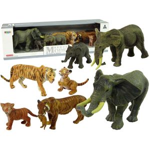 Speelgoed dieren - set van 7 dieren - olifanten en tijgers