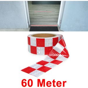 Afzetlint - zelfklevende signaaltape - 60 m - rood wit