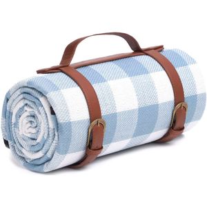 Picknickkleed - waterdicht - 195x200 cm - blauw wit - geruit