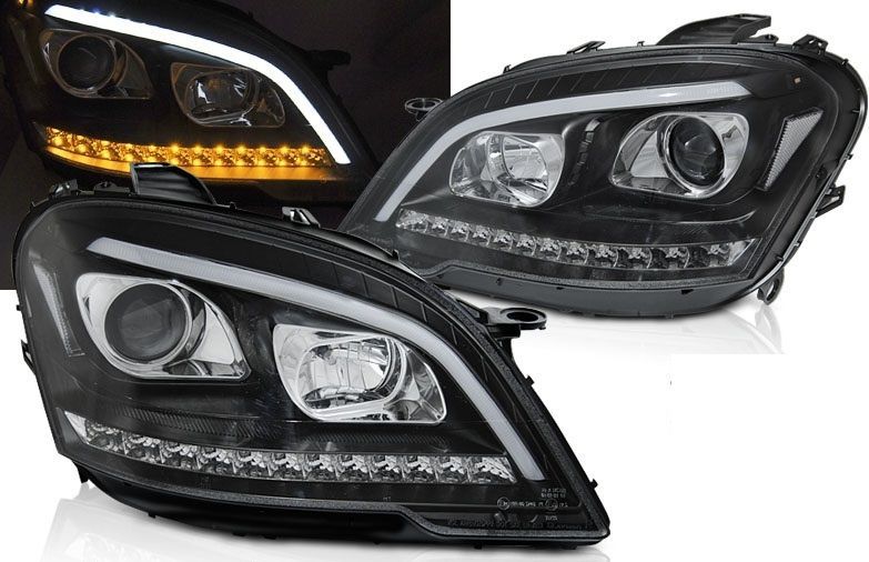 Koplampen MERCEDES W164 ML M-klasse 09-11 - Tube light - zwart