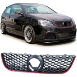 Honingraat grill - VW Polo 9N3 05-09 - Rode rand - Sportief design