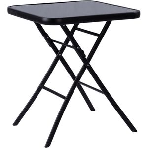 Tuintafel - glazen klaptafel - vierkant - 60x60x70 cm - zwart