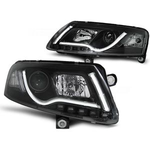 Koplampen met parkeerlicht voor Audi A6 C6 04 04-08 LED TUBE LIGHTS ZWART