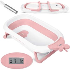 Babybadje met thermometer - roze wit - 51x21,5 cm