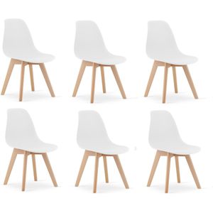 Eetkamerstoelen KITO - set van 6 eettafel stoelen - wit