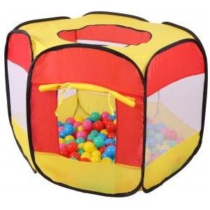 Tent met ballenbak + 100 ballen - 90x90x70 - Rood-Geel beslist.nl