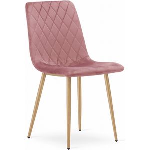 Velvet eetkamerstoel TURIN - set van 2 eettafel stoelen - roze