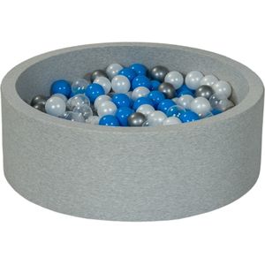 Ballenbak 90 cm met 300 ballen parelmoer, transparant, blauw & zilver