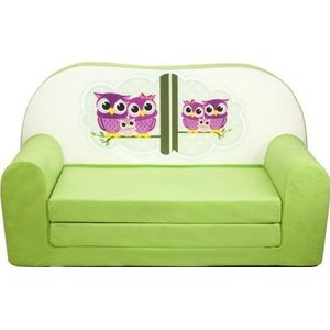 Kinder slaapbank - sofa - groen - logeermatras - 85 x 60 - uil