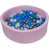 Roze ballenbak 90 cm met 300 ballen parelmoer, blauw & zilver
