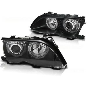 Koplampen dual halo rims BMW E46 09 01-03 05 ANGEL EYES LED ZWART