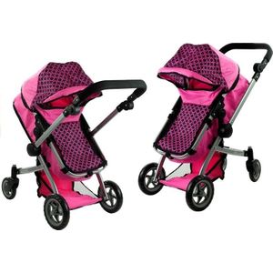 Poppen wandelwagen tas – Roze cirkels - 64 x  38 x 68 cm