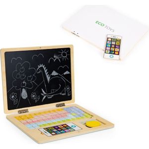 Educatief magneetbord - 30x22cm - 78 kleurrijke cijfers en letters - houten stalconstructie - veilig - ECOTOYS.