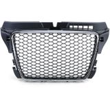 Radiateurgrill - Audi A3 8P 08-13 - Badgeloos honingraatrooster - Zwart mat/chroom - 63x20x15cm