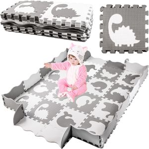 Speelmat baby - foam - puzzelmat - 145x145cm - grijs, wit