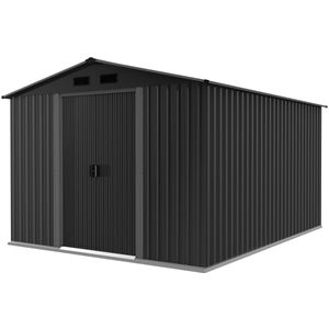 Metalen tuinhuis - 257x312x202 cm - gegalvaniseerd staal - dubbele deuren