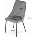 Velvet eetkamerstoel IMOLA - set van 3 eettafel stoelen - grijs