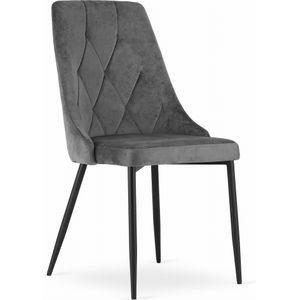 Velvet eetkamerstoel IMOLA - set van 3 eettafel stoelen - grijs