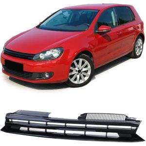 Radiateurgrille - VW Golf 6 08-12 - Glanzend Zwart - Badgeloos