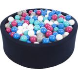 Ballenbak navy blauw met 450 ballen 90 cm wit, blauw, paars, grijs & turquoise