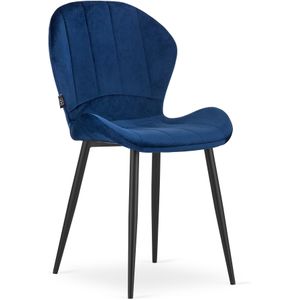 Velvet eetkamerstoel TERNI - 50,5x62x86cm - blauw