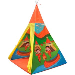 Tipi tent kinderen - 100x100x135 cm - Indianen print - oranje