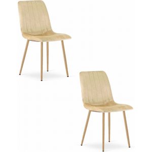 Eetstoelen - 2 stuks - beige - 86x45x55 cm - velours