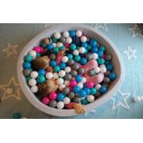 Ballenbak - 450 ballen - rond - 90x30 cm ballenbad - witte, babyblauw, grijze ballen