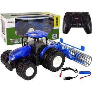 Bestuurbare trekker - R/C tractor - 18x16x13cm - blauw zwart