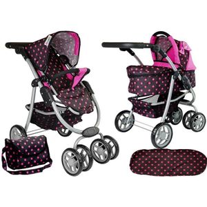 Poppenwagen set compleet – Roze stippen