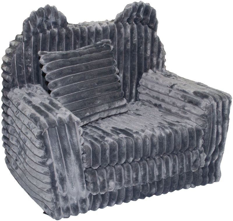 Kinderfauteuil - slaapbankje - corduroy - 51x40x41cm - grijs