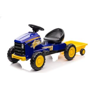 Traptractor - 131x50x53cm - verstelbare stoel - blauw geel