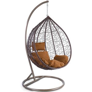Hangstoel - bruin - 106x120x70cm - met lichtbruine kussen