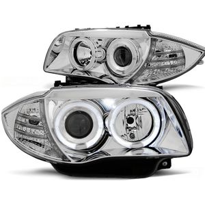 Koplampen dual halo rims BMW 1 E87/E81/82/88 04-11 ANGEL EYES CHROOM