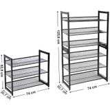 Schoenenrek Zwart - Metaal - 3 Schappen - 74,30,7x62,8 cm