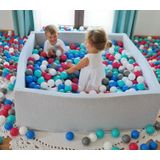 Vierkante ballenbak 120x120 cm met 1200 ballen wit, blauw & grijs