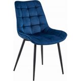 Eetkamerstoel BERA - 3 stuks - marineblauw - fluwelen zitting