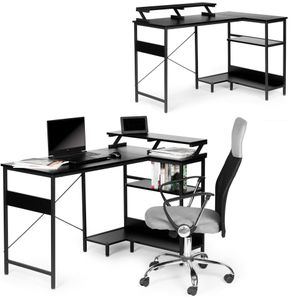 Hoekbureau - MDF tafelblad - metalen structuur - verstelbare voeten