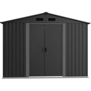 Metalen tuinhuis - grijs - 257x205x202 cm - dubbel dak